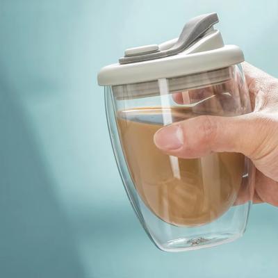 350ml High Borosilicate Heat Resistant Double Wall Glass Straight Drink Cup With