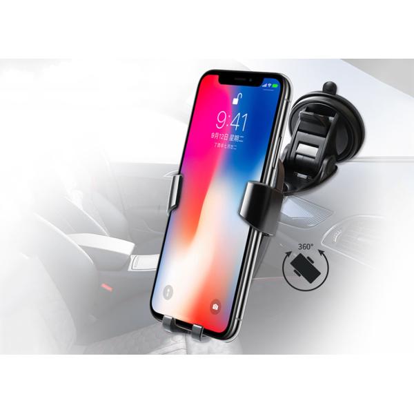 2018 Shenzhen 10W fast charger with holder qi standard usb cell phone wireless car charger for Samsung IPhone
