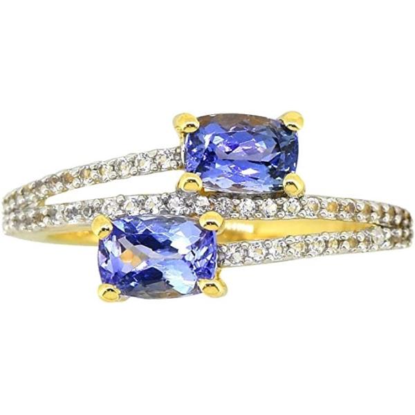 Подарки размера 8 кольца циркона Tanzanite Birthstone желтого золота платины женщин LC магазина голубые