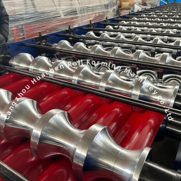 1220mm Width Panel Glazed Tile Roll Forming Machine with 18 Stations Roller and Chain Drive for Steel Construction