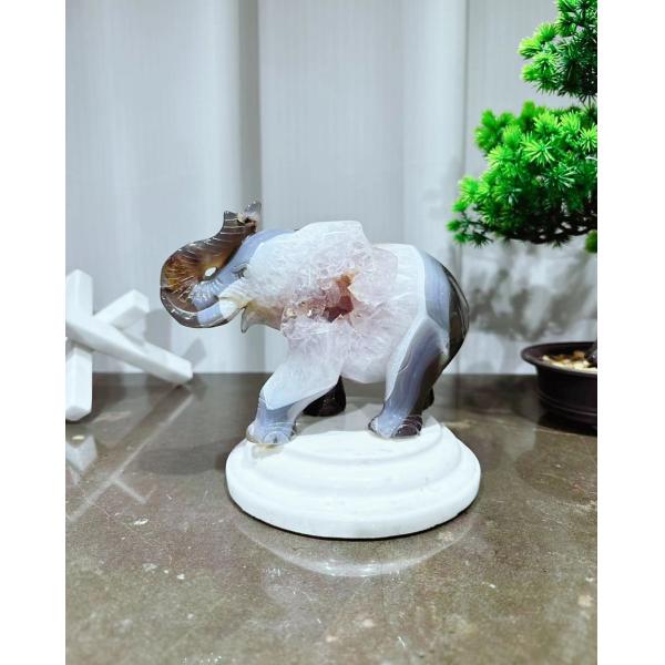 Exquisitas figuras de esculturas de animales de mármol de ágata - Decoración decorativa para el hogar hecha a mano.