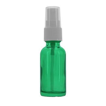 1 Oz Specialty Caribbean Green Boston Round Bottles W/ White Mist Sprayer