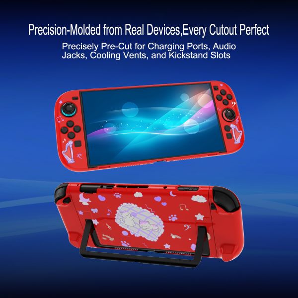 Red Detachable Cartoon Girl Protective Case for Nintendo Switch 2 & PC - Two-Piece Hard Shell Cover