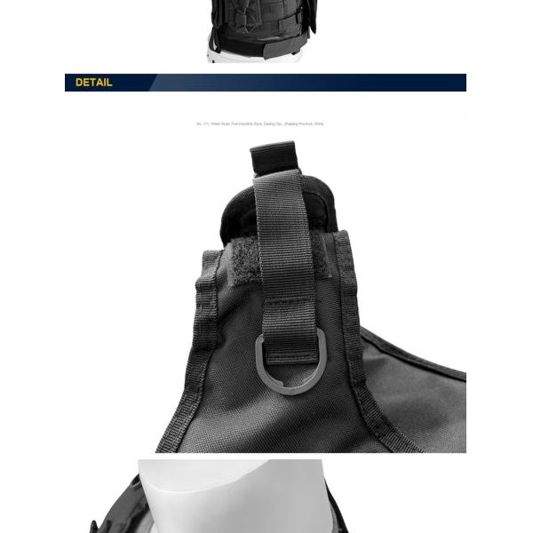 Chaqueta de protección ajustable de chaleco negro con sistema Molle en tela de poliéster