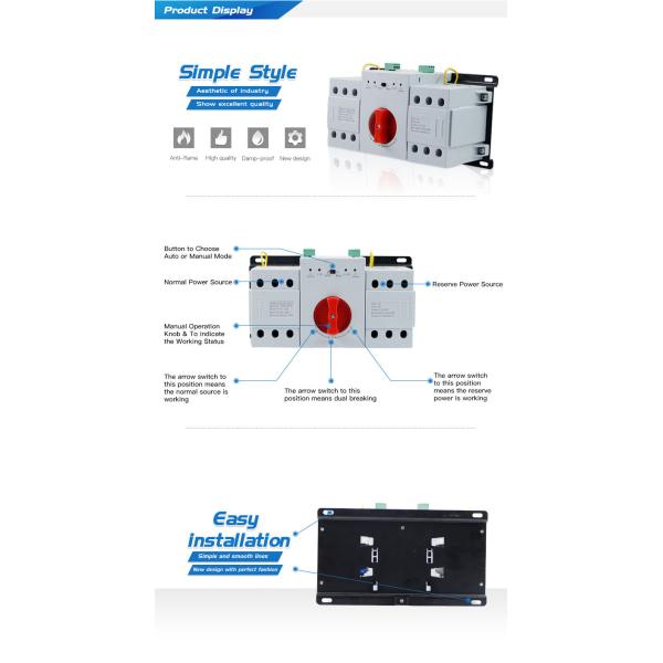 Automatic Transfer Switch Generator ATS Supplier 63A Dual Power Automatic Transfer Switch Automatic Changeover Switch 400V 3P