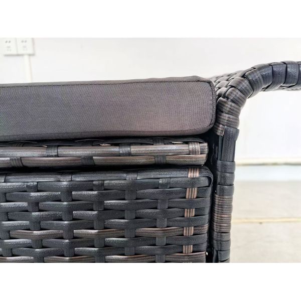 Dual-Tone PE Rattan Outdoor Storage Bench 255L Large Capacity Patio Garden Storage Box with Galvanized Steel Frame