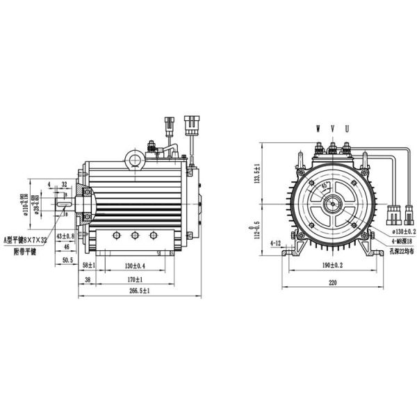 Aesthetic appearance 3kW AC motor for Cement distributor truck