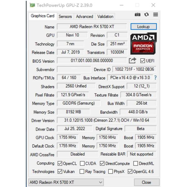 PCWINMAX Radeon RX 5700 XT Графическая карта 8 ГБ GDDR6 256 бит Игровой HD дисплей Интерфейс GPU 2K 4K Игровая карта