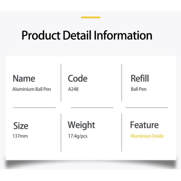 stylo à bille en aluminium classique 1.0 mm stylo à capuche insérable