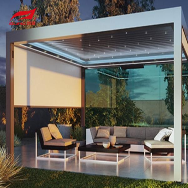 Свет RGB моторизовал алюминиевое газебо перголы с на открытом воздухе шторками ролика Zipscreen