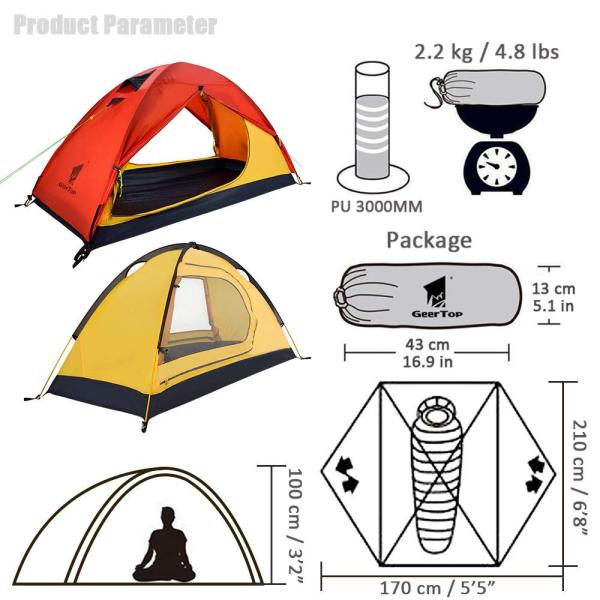 1-2 Person Custom Waterproof Camping Tarps Spring Summer Autumn 3 Season Dome House Canvas Tent