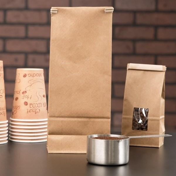 Flat Bottom Brown Paper Bakery Bags With Window Food Packing Coffee Kraft Tin Tie Bags