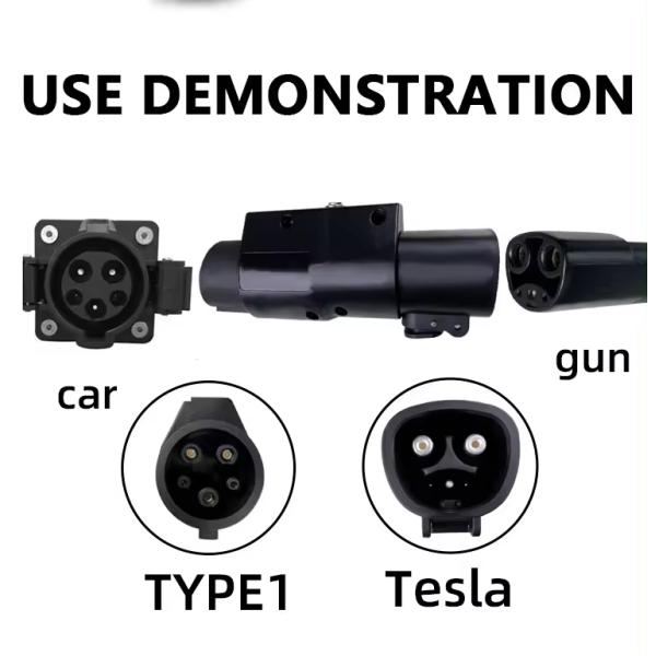 Black 7KW 32 Amp T To J1772 Charging Adapter NACS Connector Socket Switch Adapter EV Charger Converter with SAE plug