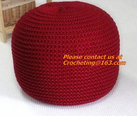 Middle size cotton crochet floor pouffe crochet pouf hassock Ottoman Floor Cushion