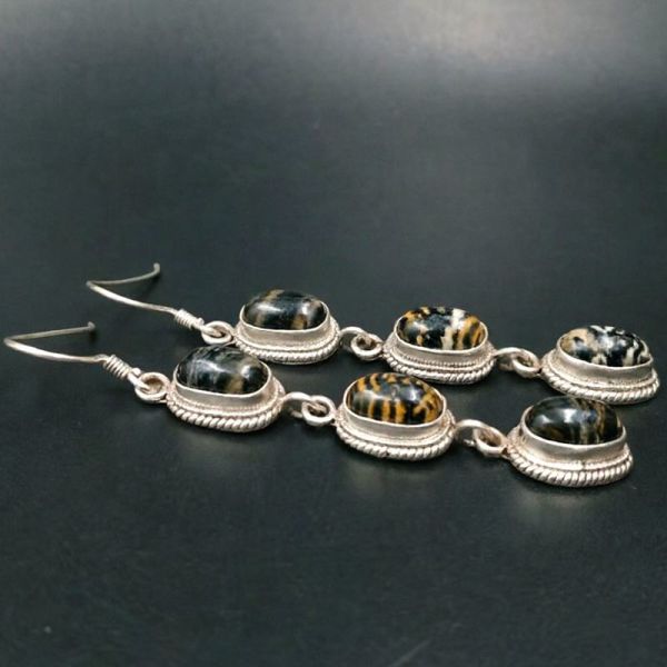 Natural Gemstone Dangle Earrings with Customizable Bead Shapes and Vibrant Hues in Polished Finish