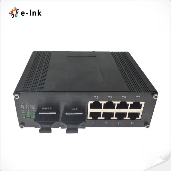 Interruptor PoE industrial 1000M de 8 puertos Gigabit 30W PoE+ 2 x SC de doble fibra DIN