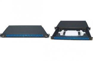 Tôle d'acier optique glissable de noir de plaque avant d'adaptateur de Sc de fibres du coffret d'extrémité de fibre du support-bâti ODF 24