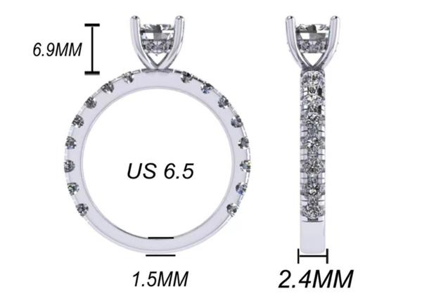 6x6mm 14k Solid Gold Jewellery , 24pcs 1.44ct Natural Diamond Engagement Ring