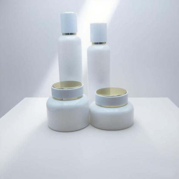 Factory Price 50ml 100ml 120ml Glass Lotion Packaging Empty White Lotion Pump Glass Bottle Skin Care Cream Body Set