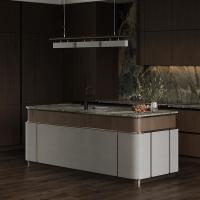 Luxury Complete Full Set EB Board Kitchen Cabinet Manufacturer Furniture Solid Wood Walnut Flat Pack Kitchen Cabinets