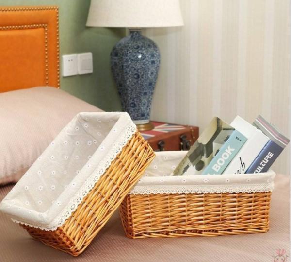 Hand Woven Decoration Organizer Rattan Willow Wicker Cutlery Fruit Storage Tray Home Decoractions Win Boxes basket