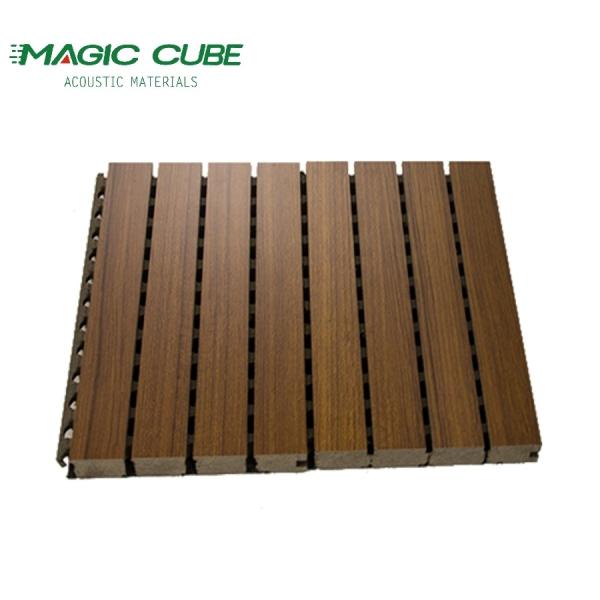 Easy Install Decorative oak veneer finish acoustic grooved wood panel for Office Building
