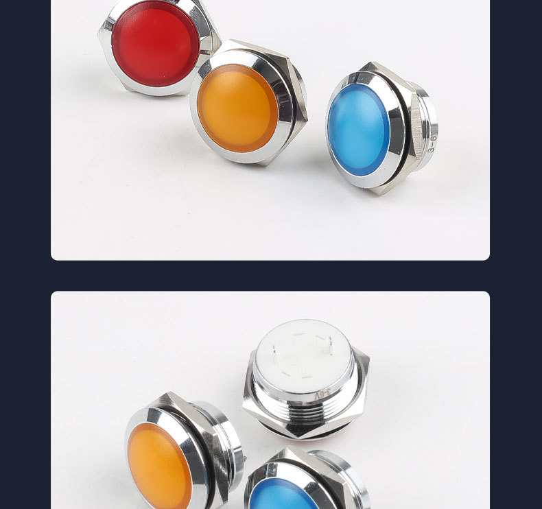 Metal Indicator Light Single Color 19 Mm For Power Equipment LED Signal Light Waterproof 12V 24V Red Green Yellow Blue
