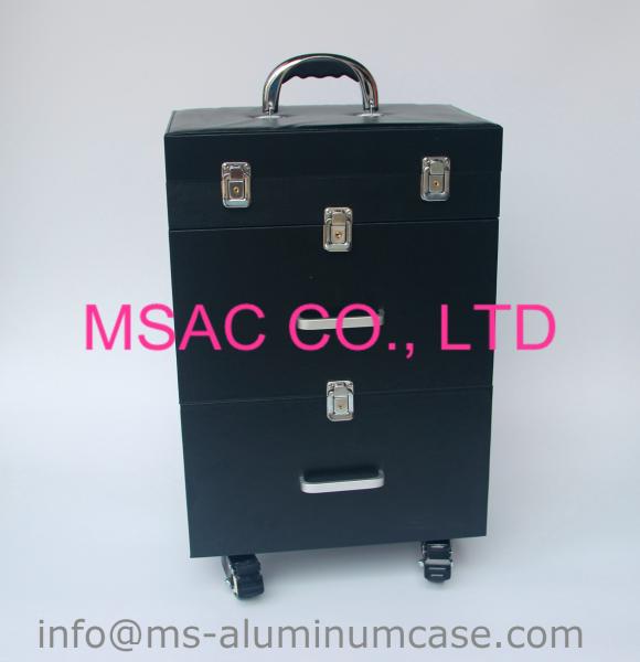Professional Trolley Aluminium Beauty Case With Wheels PVC Lining Waterproof