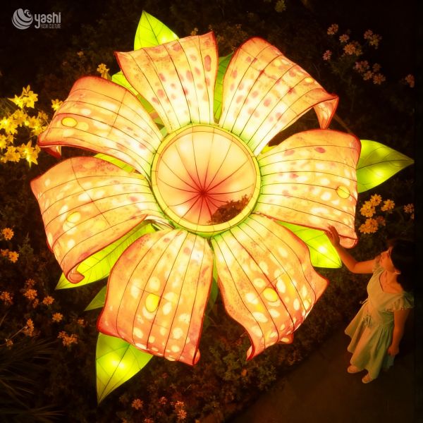 Faroles de flores creativos - Instalaciones artísticas luminosas nocturnas para el paisaje del jardín y decoraciones callejeras