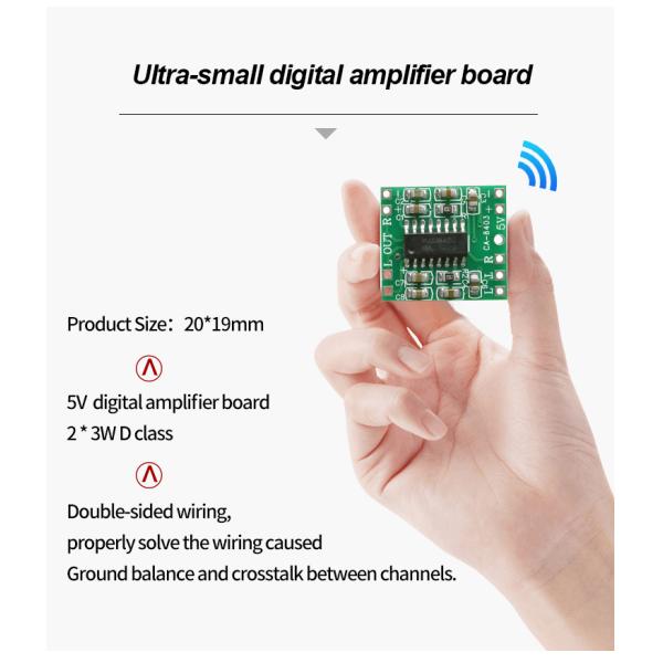 2*3W DC 5V Аудиомодуль класса D PMA8403 Усилительная плата для ультрамалых аудиопродуктов