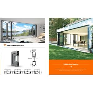 Puertas y ventanas plegables de aluminio con vidrio templado para tienda, impermeables