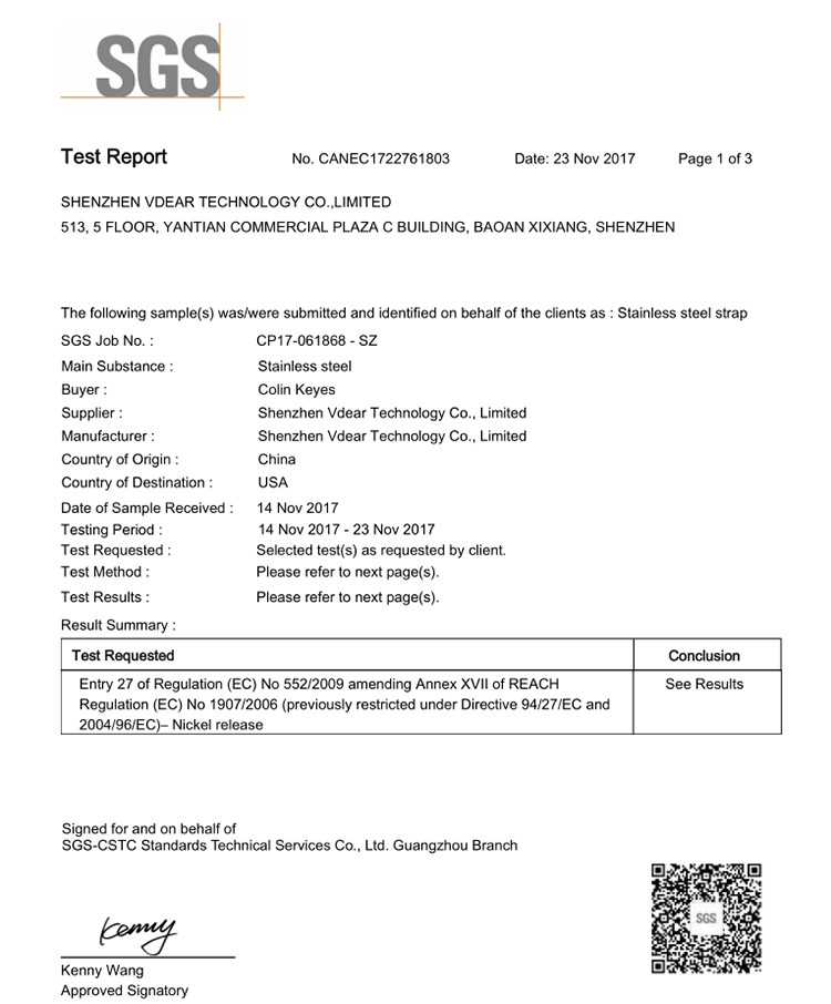 Shenzhen Vdear Technology Co., Limited Certifications