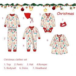 Cotton baby winter clothes christmas onesie baby jumpsuit 7pcs romper bodysuit