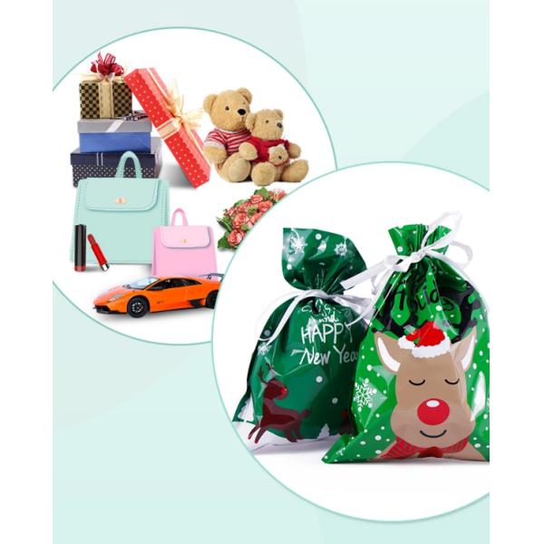 Custom Printed Exquisite Plastic Drawstring Gift Bag For Halloween / Christmas Day