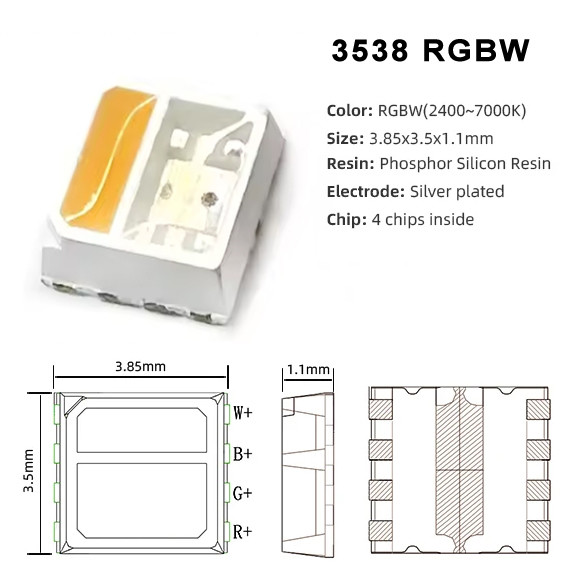3538 RGBW LED полный цвет 3535 RGB LED чип для гибкой многоцветной светодиодной ленты
