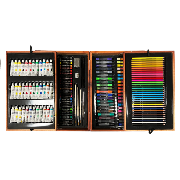 Wholesale 174PCS Deluxe Wooden Case Stationery Gift Kids Drawing  Art Set