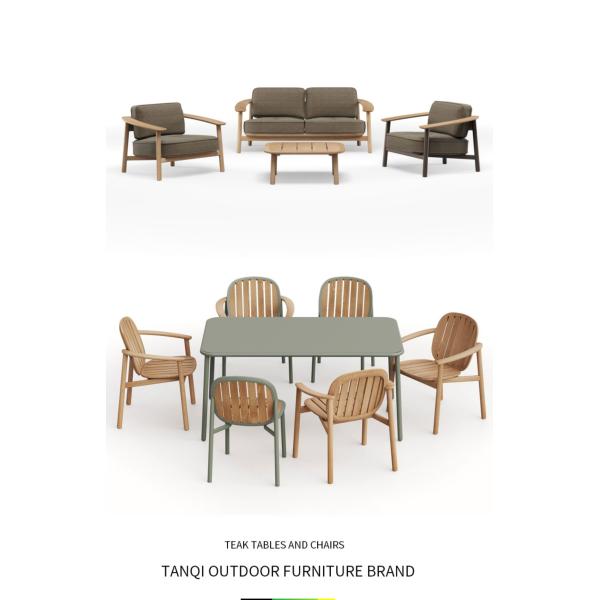 Modern Nordic Teak Wood Aluminium Garden Sofa Dining Set