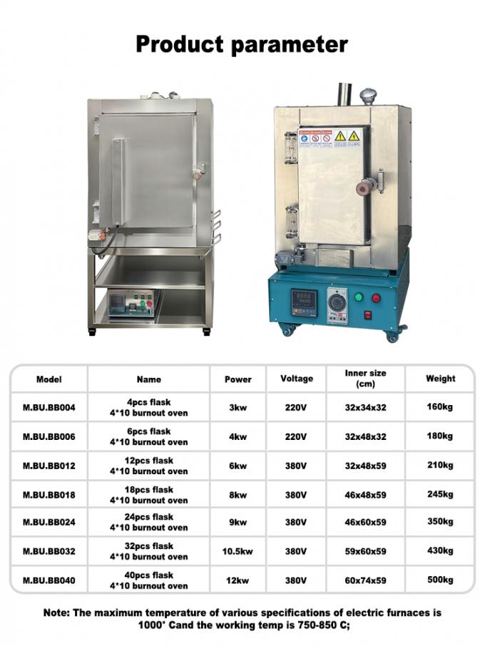 220V 4KW Casting Dewax Oven, 6 Flask Loading Design for Jewelry Workshop Production