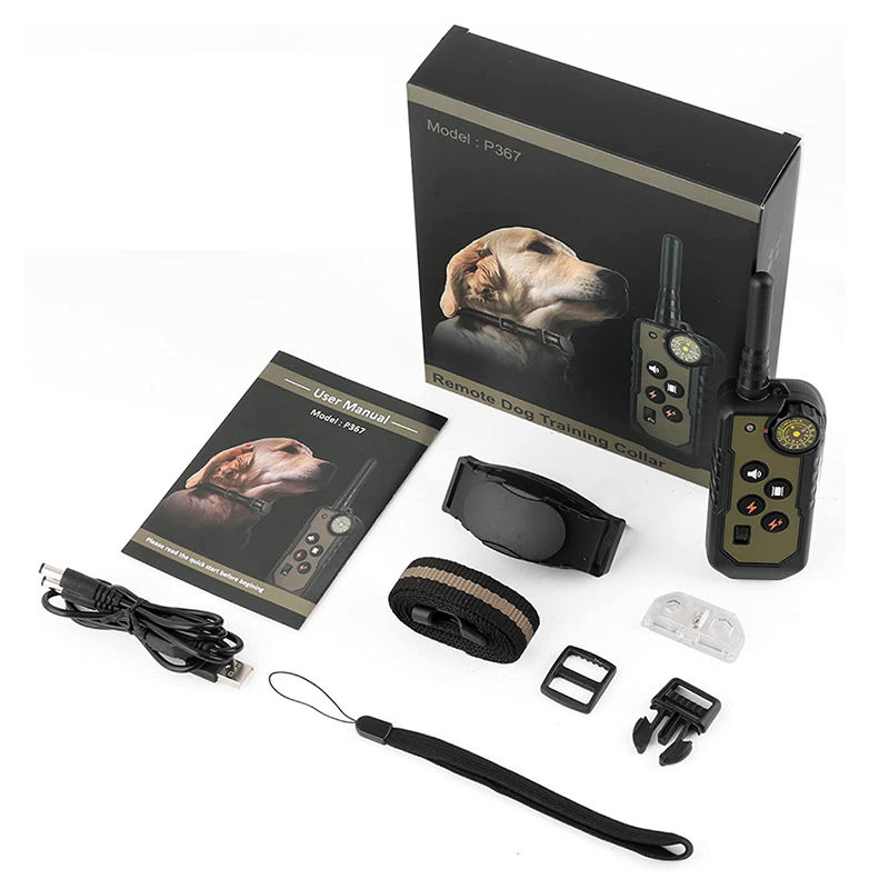 Intelligent Rechargeable Eco-friendly Nylon Plastic Waterproof IP67 Remote Control Dog Trainer Electric Shock Collar Barking