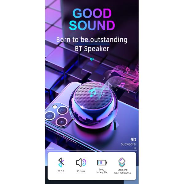 Mini Metal Style Portable Good Sound Bluetooth TWS Subwoofer Wireless Speaker Built-in Microphone for Easy Communication
