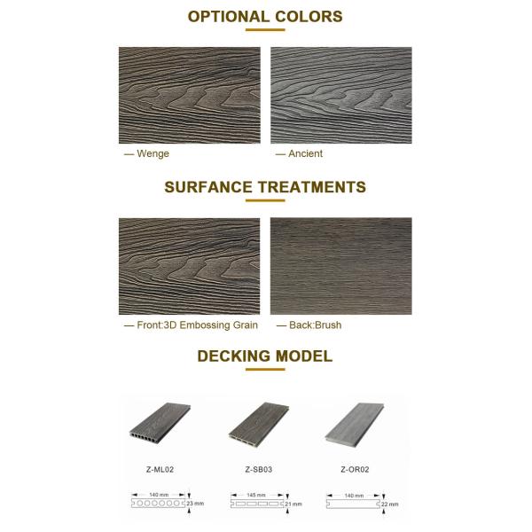 Engineered Outdoor Decorative 3d Embossing Wpc Decking Wood Plastic Composite Flooring