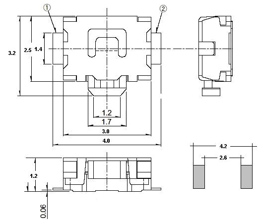 Surface Mount Right Angle 4/2 Pin Smd Tact Switch Micro-Miniature Tactile Switch