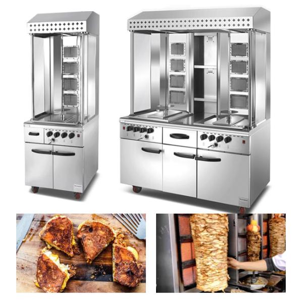 Durable Vertical Kebab Machine Stainless Steel Toaster With Cabinet Gas Double Shawarma Vertical Meat Grill