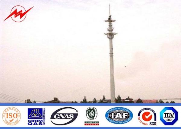 Electric 36M Antenna Tower Steel Mono Pole Tower For Mobile Transmission / Telecommunication