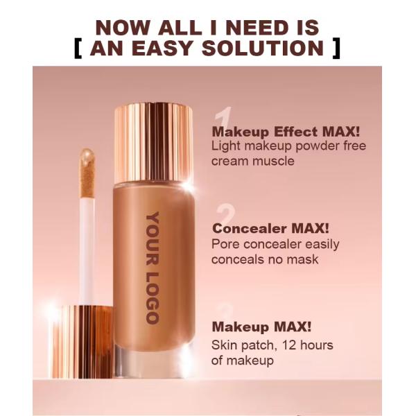 Maquillaje de etiqueta privada Fundación mate con cobertura completa Fundación líquida Maquillaje al por mayor Cuerpo femenino Fundación líquida impermeable