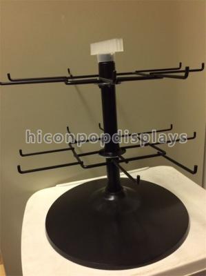 Black 2 - Tier Spinner Rack Display Stand 16 Hooks Swivel Display Rack For Products