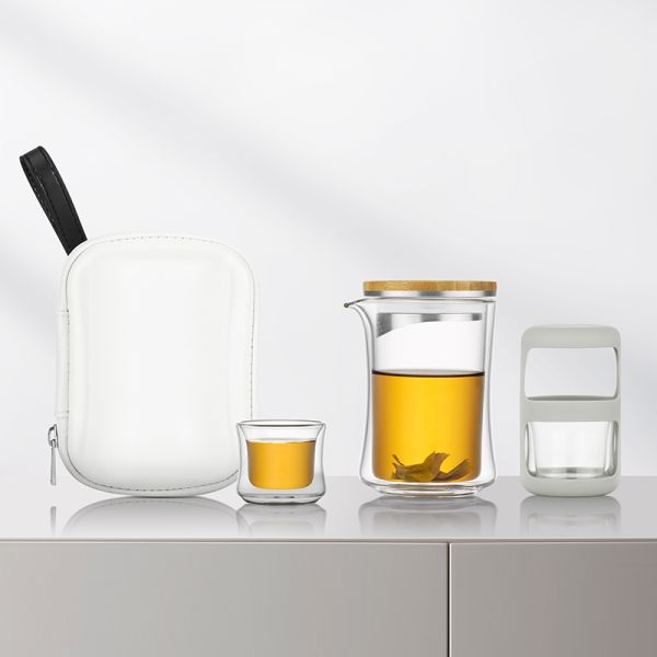 New Design Travelling Infuser Teapot Clear Tea Share Cup and Pot Set With Tray for Outside
