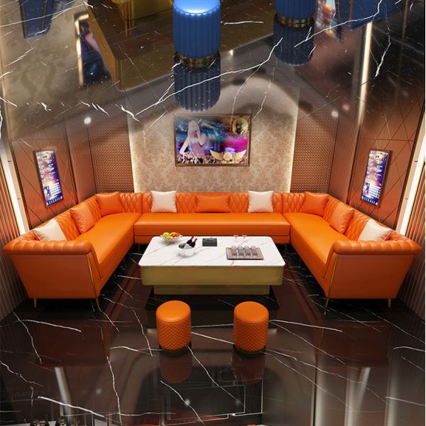 Custom Modern Leather L Shape Sofa bar Lounge Furniture Nightclub U Shape Restaurant Booth Seating Light Luxury bar Furniture