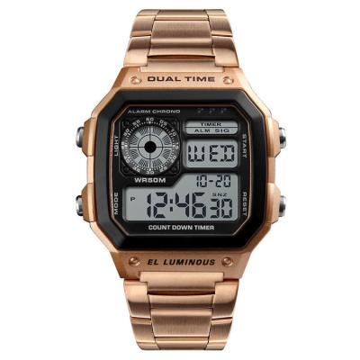 Rose Gold Mens Digital Watch Classic Wild Street Watches Sport Retro 50m Waterproof Skmei 1335 Wristwatch