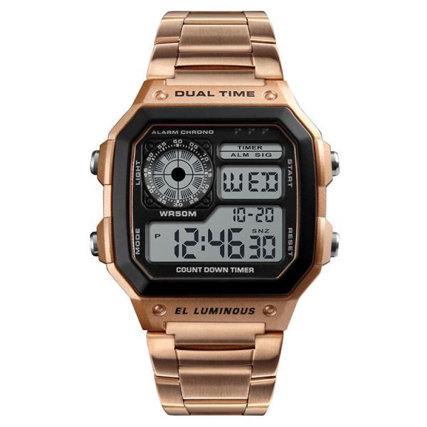 Rose Gold Mens Digital Watch Classic Wild Street Watches Sport Retro 50m Waterproof Skmei 1335 Wristwatch